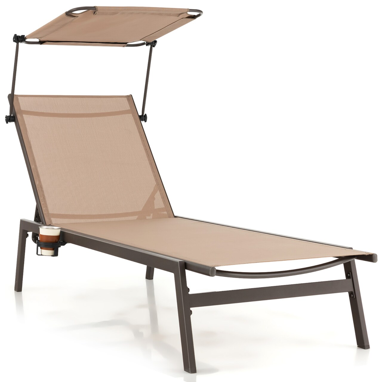 6-Position Recliner Lounge Outdoor Adjustable Reclining Chair Poolside